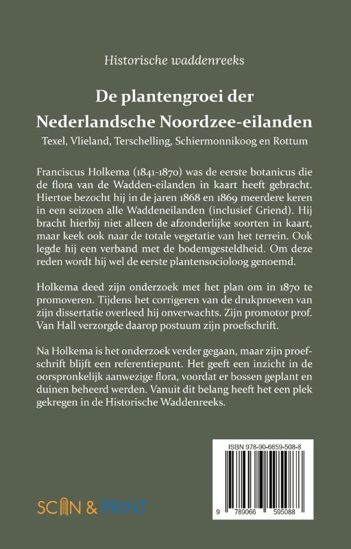 Achterkant van De plantengroei der Nederlandsche Noordzee-eilanden