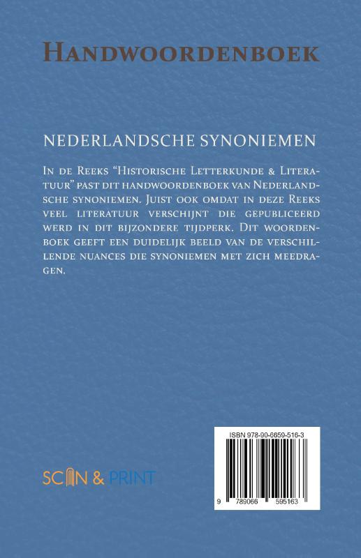 Achterkant van Handwoordenboek van Nederlandsche Synoniemen