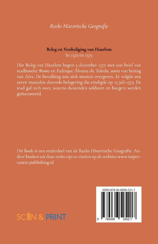 Achterkant van Beleg en verdediging van Haarlem in 1572 en 1573