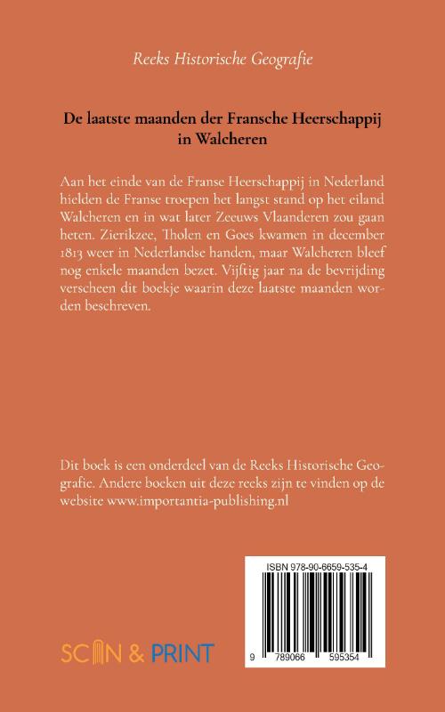 Achterkant van De laatste maanden der Fransche Heerschappij in Walcheren