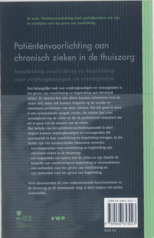 Achterkant van Patientenvoorlichting aan chronisch zieken in de thuiszorg