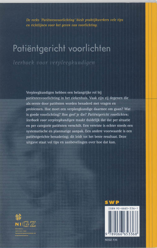 Achterkant van Patientgericht voorlichten