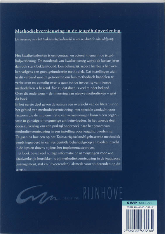 Achterkant van Methodiekvernieuwing in de jeugdhulpverlening