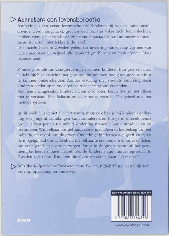 Achterkant van Aanraken : een levensbehoefte
