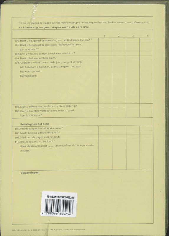 Achterkant van LAGKO-Vragenlijst set 30 ex