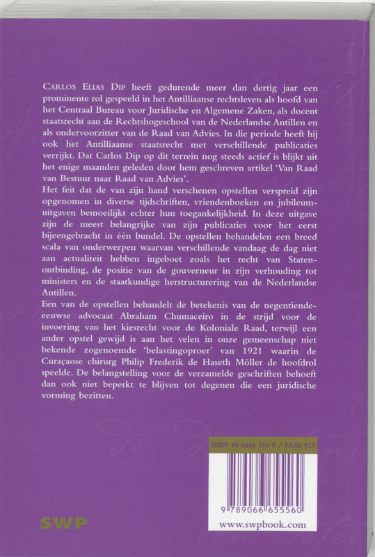 Achterkant van Verzamelde geschriften van Carlos Elias Dip