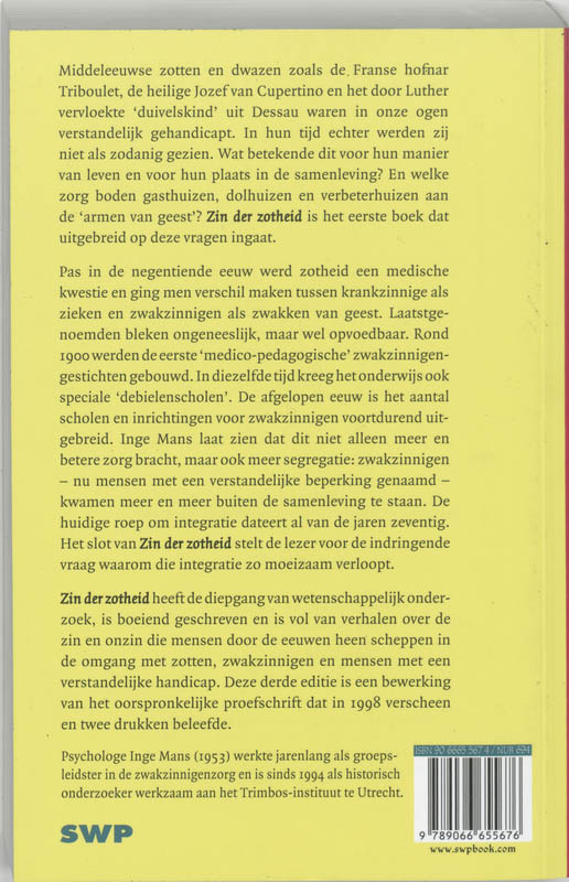 Achterkant van Zin der zotheid