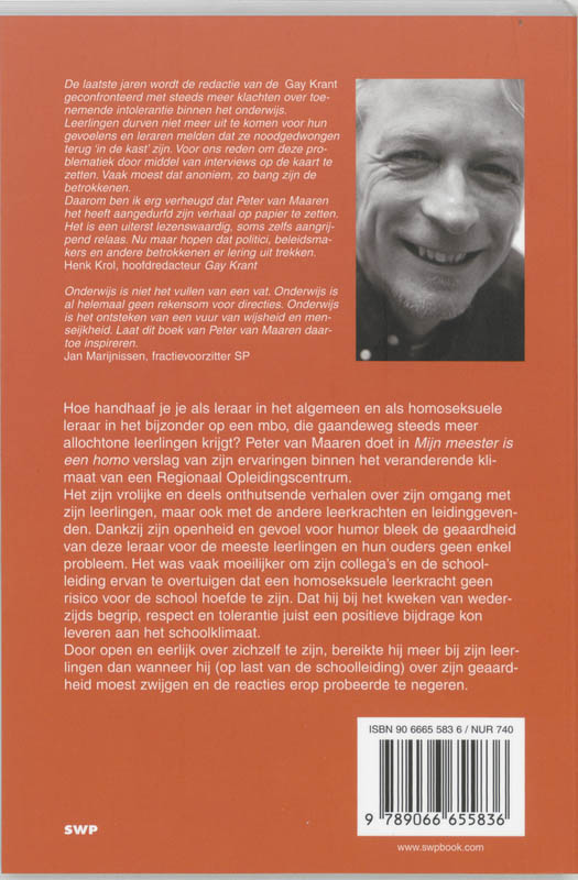 Achterkant van Mijn meester is een homo