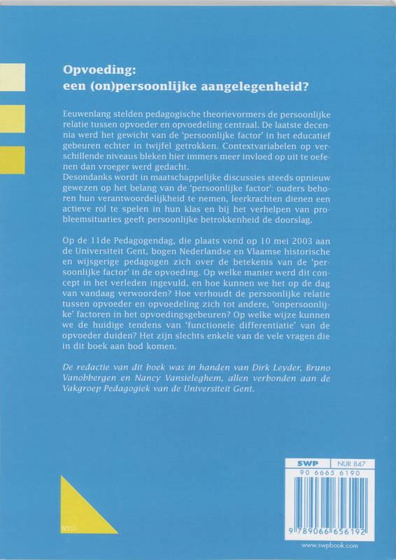 Achterkant van Opvoeding : een (on)persoonlijke aangelegenheid?