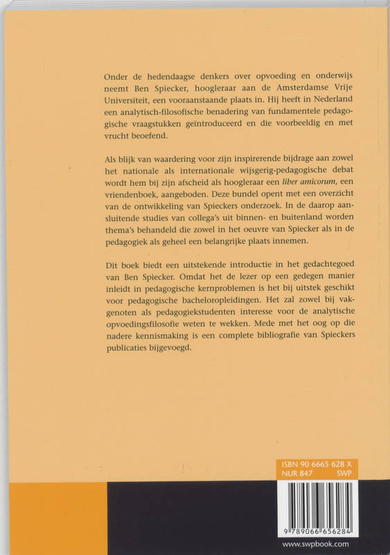 Achterkant van Analytisch filosoferen over opvoeding en onderwijs