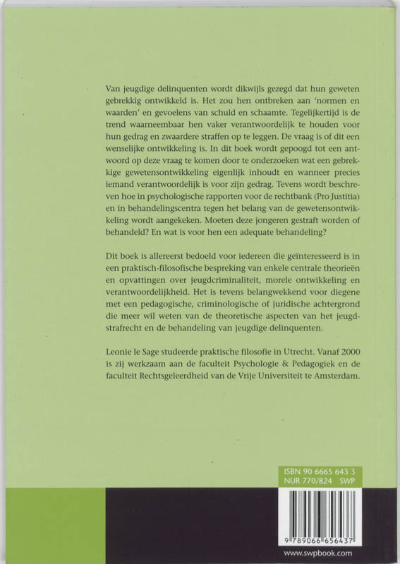 Achterkant van De gebrekkige gewetensontwikkeling in het jeugdstrafrecht