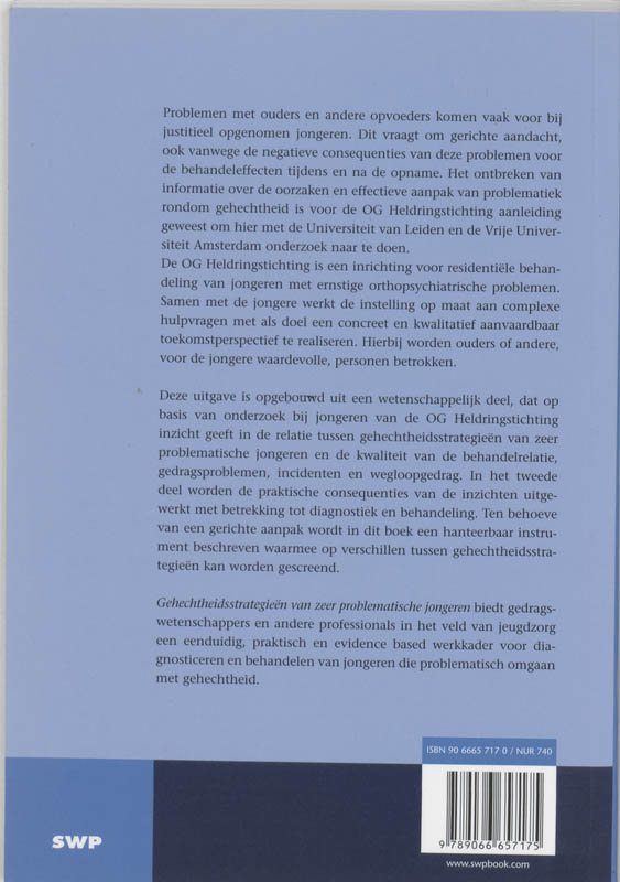 Achterkant van Gehechtheidsstrategieen van justitieel opgenomen jongeren