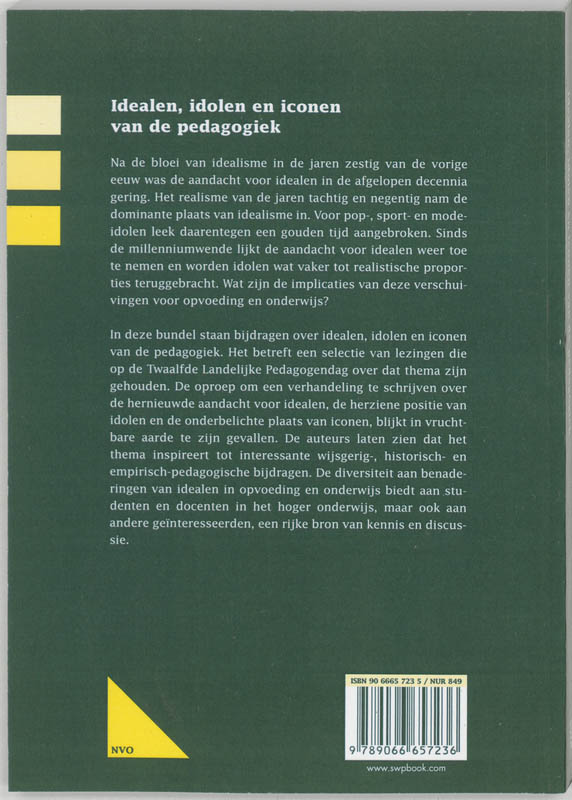 Achterkant van Idealen, idolen en iconen van de pedagogiek