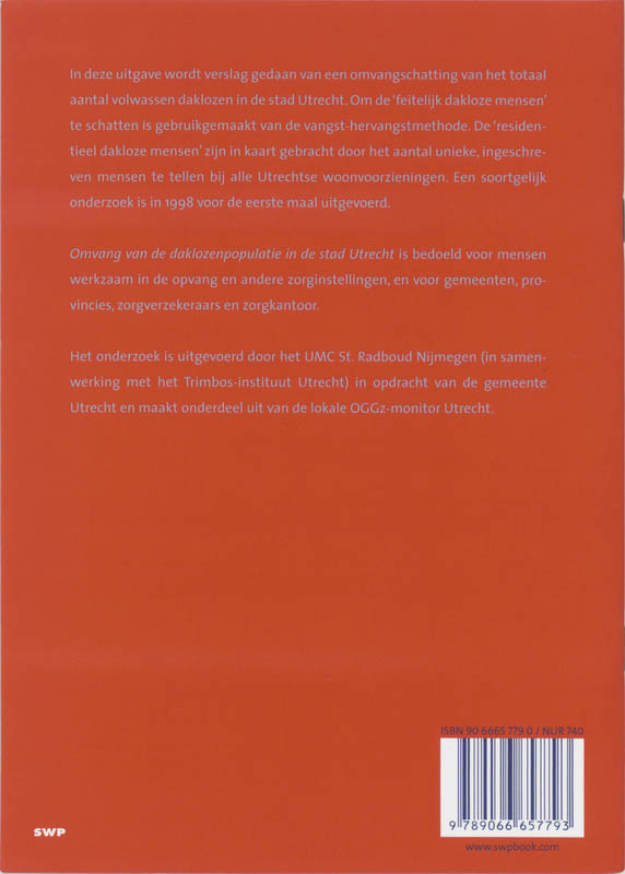 Achterkant van Omvang van de daklozenpopulatie in de stad Utrecht