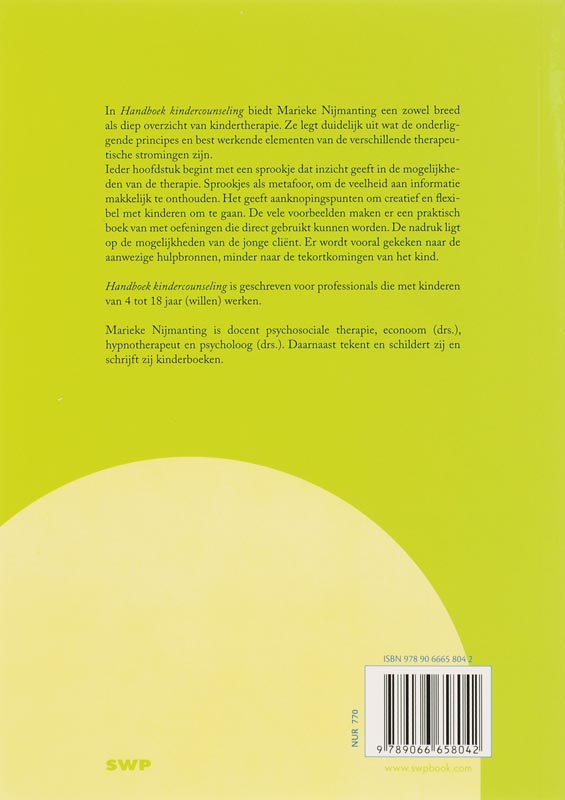 Achterkant van Handboek kindercounseling