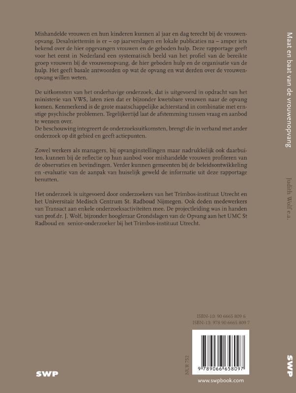 Achterkant van Maat en baat van de vrouwenopvang