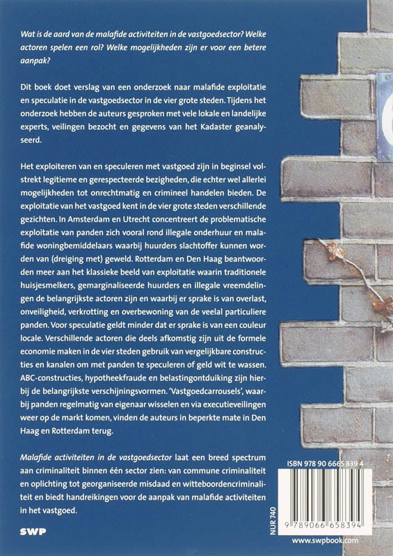 Achterkant van Malafide activiteiten in de vastgoedsector