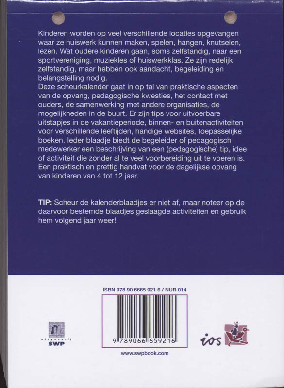 Achterkant van Speelscheurkalender