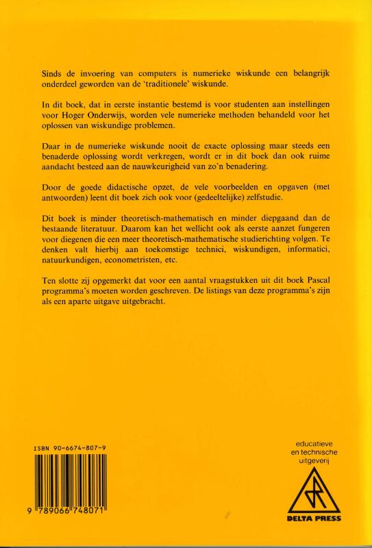 Achterkant van Numerieke methoden voor technici