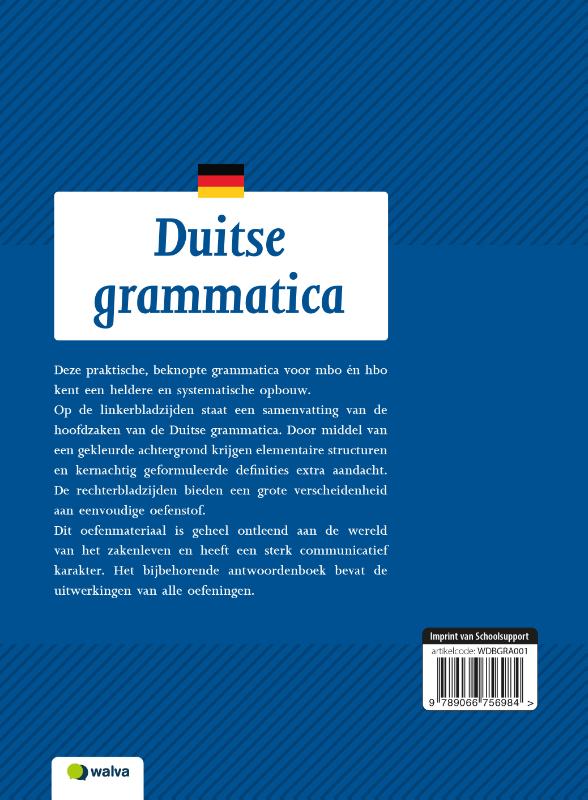 Achterkant van Duitse grammatica voor het economisch onderwijs