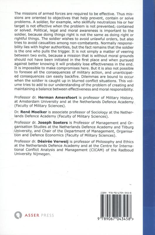 Achterkant van Moral responsibility & military effectiveness