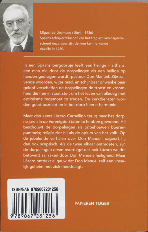 Achterkant van San Manuel Bueno, heilige en martelaar
