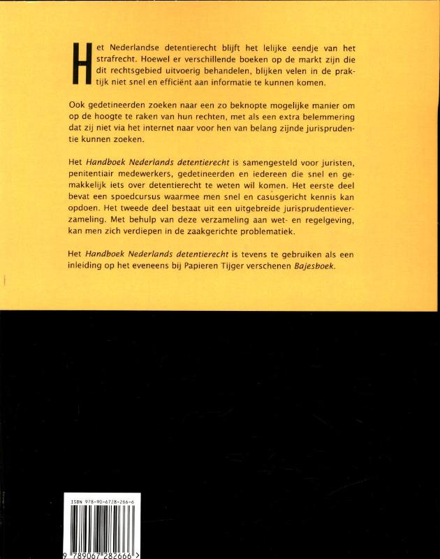 Achterkant van Handboek Nederlands detentierecht