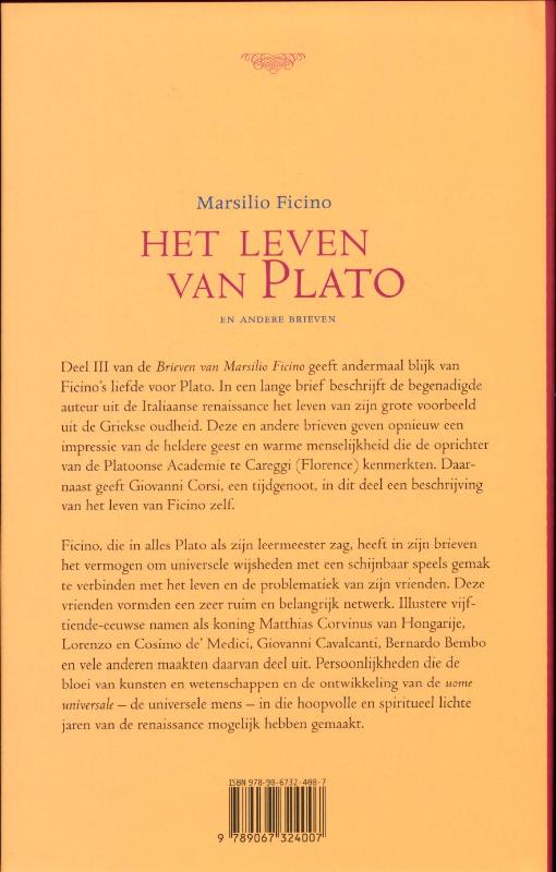 Achterkant van Het leven van Plato