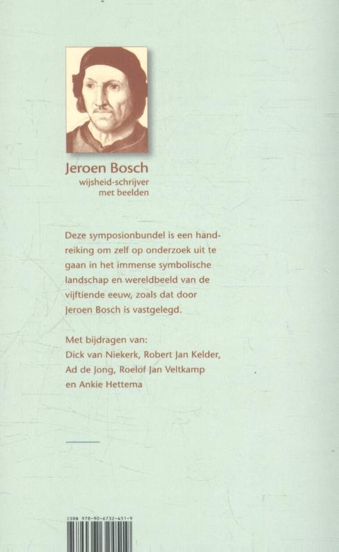 Achterkant van Jeroen Bosch, wijsheid-schrijver met beelden