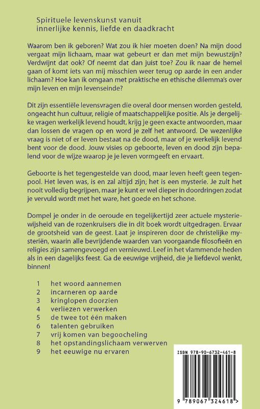 Achterkant van Mysteriën en uitdagingen van geboorte, leven en dood