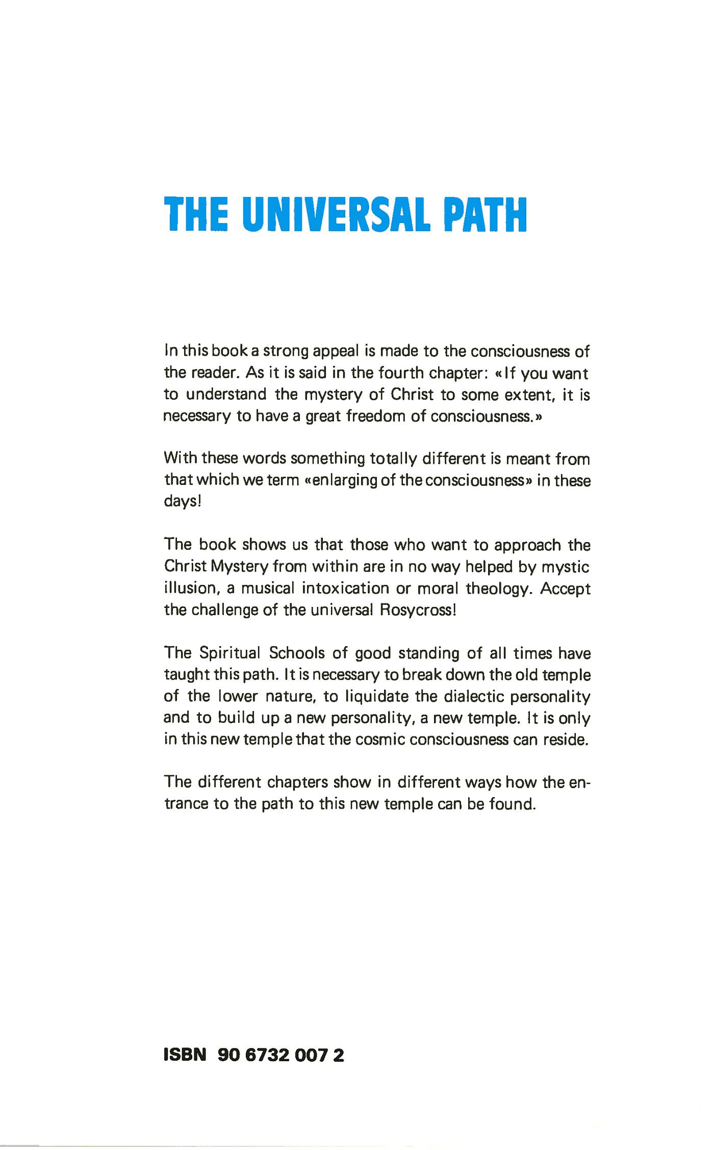 Achterkant van The universal path