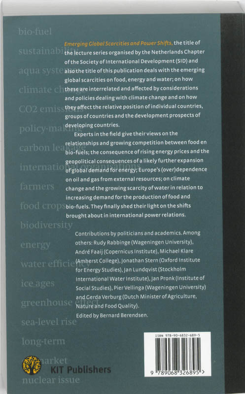 Achterkant van Emerging global scarcities and power shifts