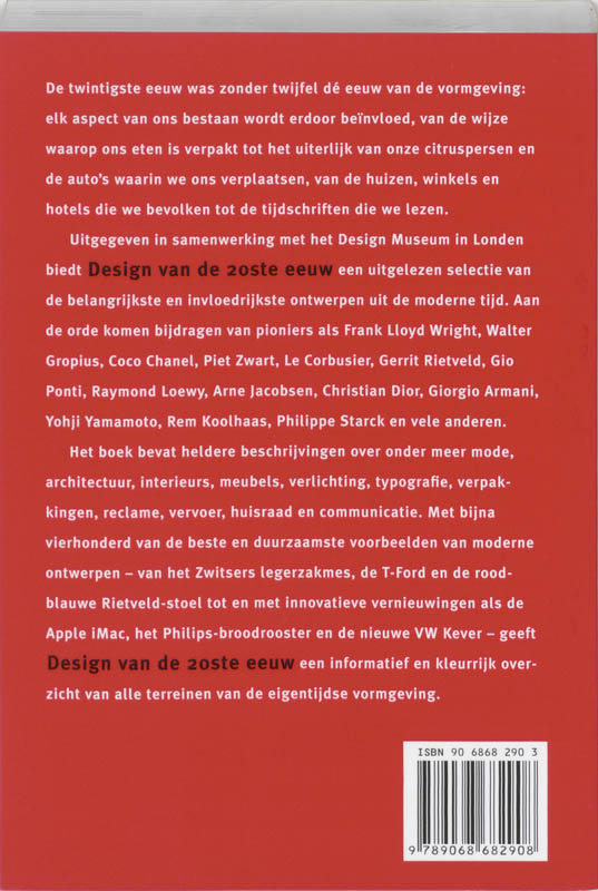 Achterkant van Design van de 20ste eeuw