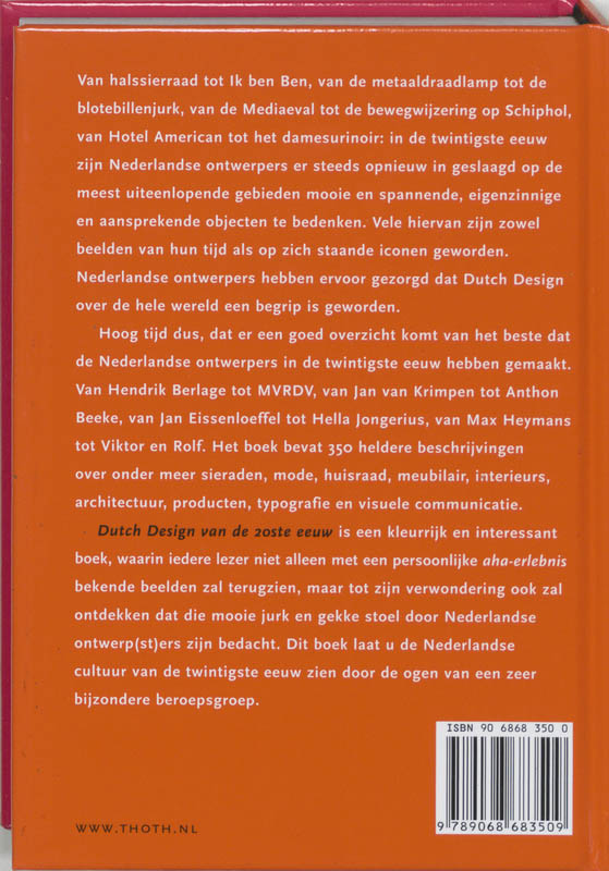 Achterkant van Dutch Design van de 20ste eeuw