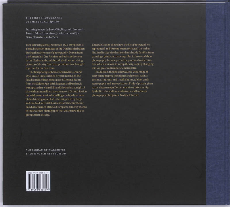 Achterkant van The first photographs of Amsterdam 1845-1875