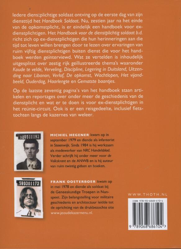 Achterkant van Handboek voor de dienstplichtig soldaat B.D.