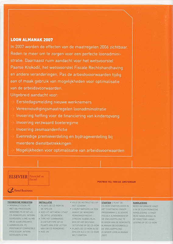 Achterkant van Elsevier Loonheffing Almanak