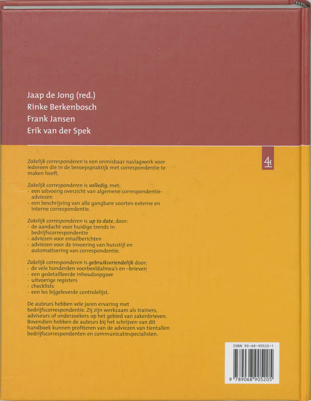 Achterkant van Zakelijk corresponderen
