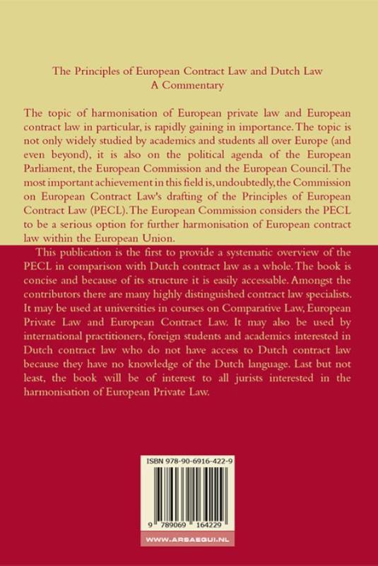 Achterkant van Principles of European contract law and Dutch law