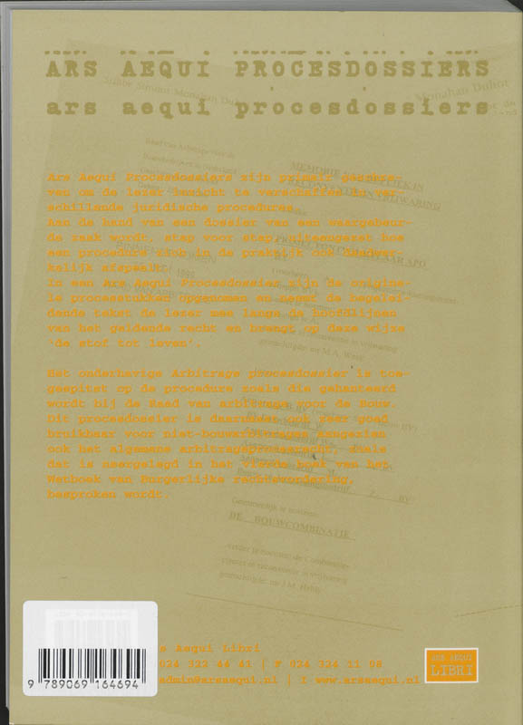 Achterkant van Arbitrage procesdossier