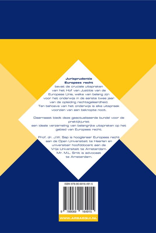 Achterkant van Jurisprudentie Europees recht 1963-2014