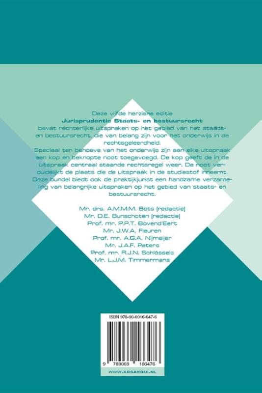 Achterkant van Jurisprudentie Staats- en bestuursrecht 1849-2015