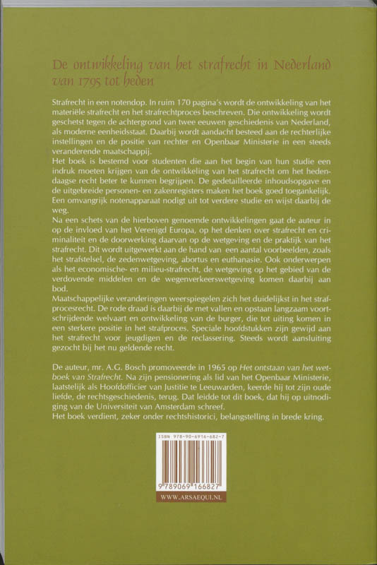 Achterkant van De ontwikkeling van het strafrecht in Nederland van 1795 tot heden