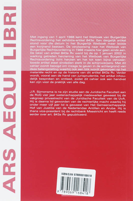 Achterkant van Art. 843a Wetboek van Burgerlijke Rechtsvordering ont(k)leed