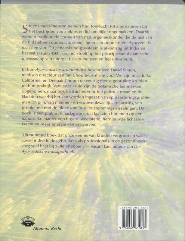 Achterkant van Het Ayurvedische kruidenboek