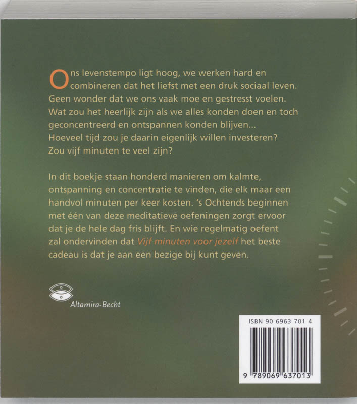 Achterkant van Vijf minuten voor jezelf
