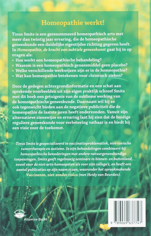 Achterkant van Homeopathie, de kracht van subtiele geneeskunst