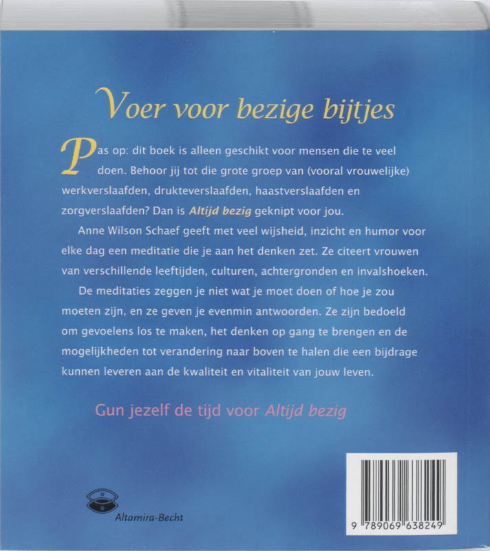 Achterkant van Altijd bezig