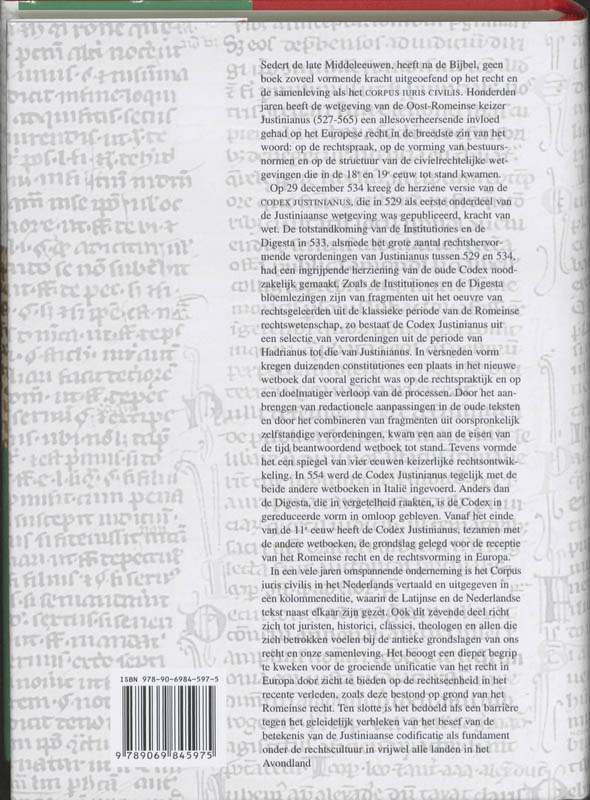 Achterkant van Corpus Iuris Civilis