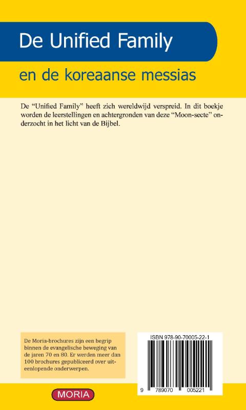 Achterkant van De Unified Family en de koreaanse messias